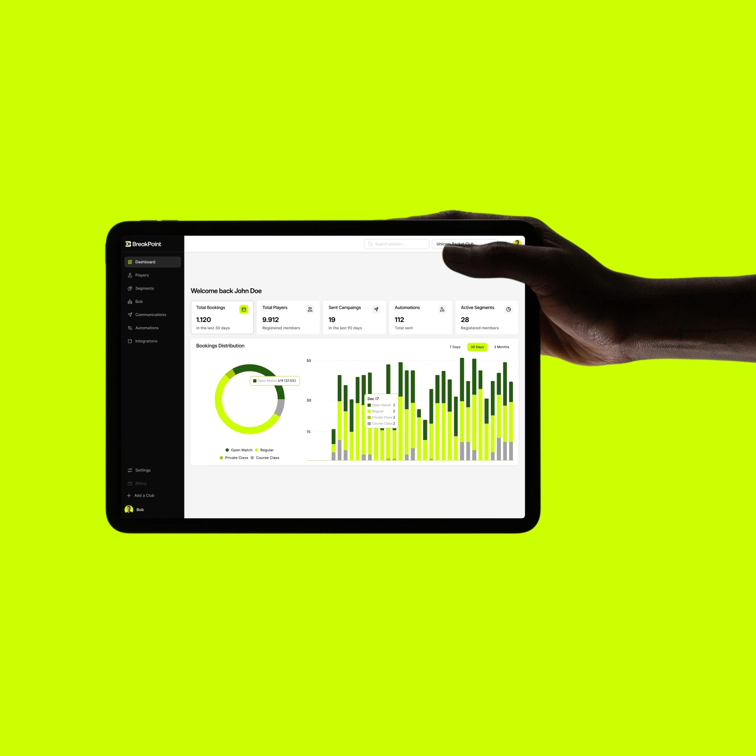 iPad dashboard in hand