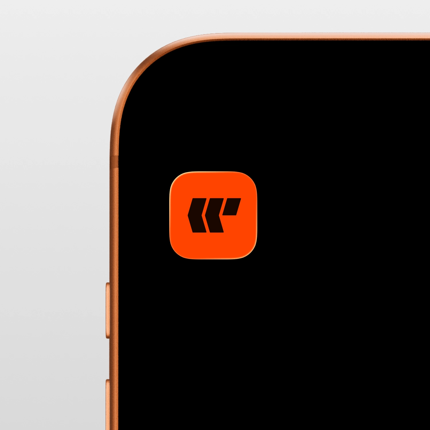 Wethlete app icon, chevron mark on black